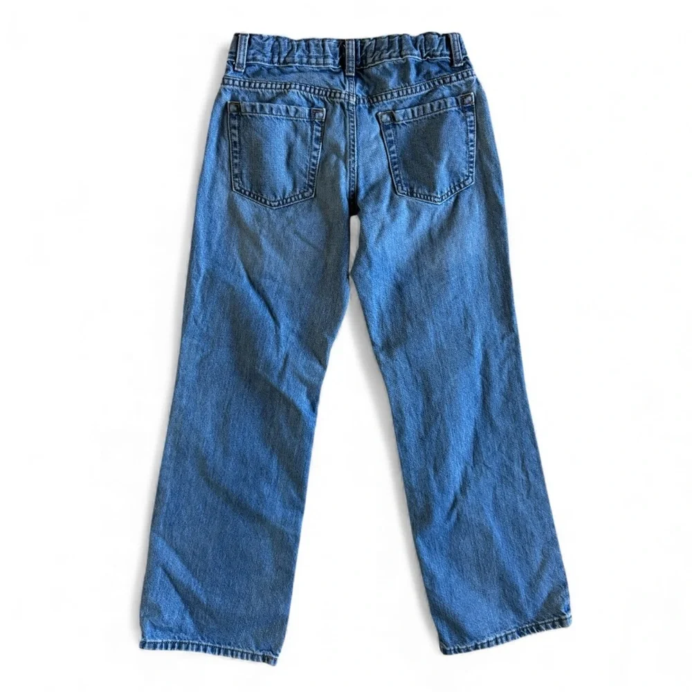 Old Navy Loose Fit Straight Leg Jeans Adjustable Waist Blue Denim Kids Size 12